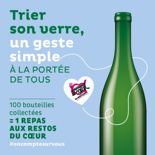 En triant le verre, vous aidez les Restos du coeur !
